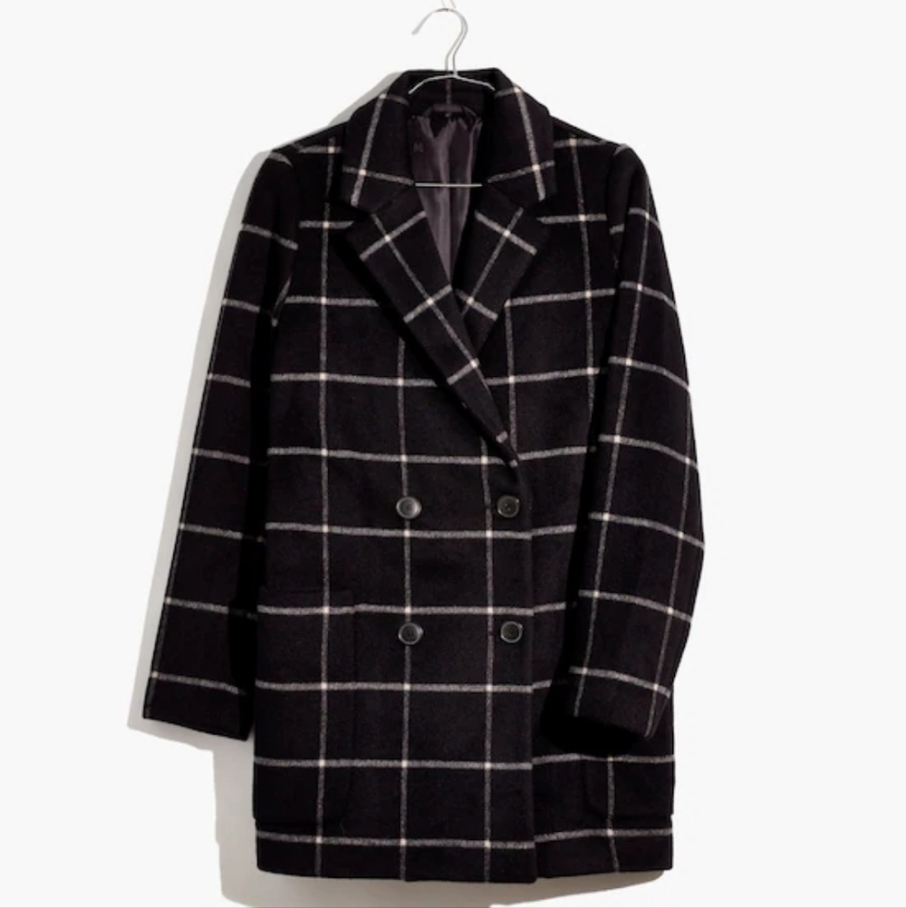 Madewell Hollis Double Breasted Coat In Windowpane